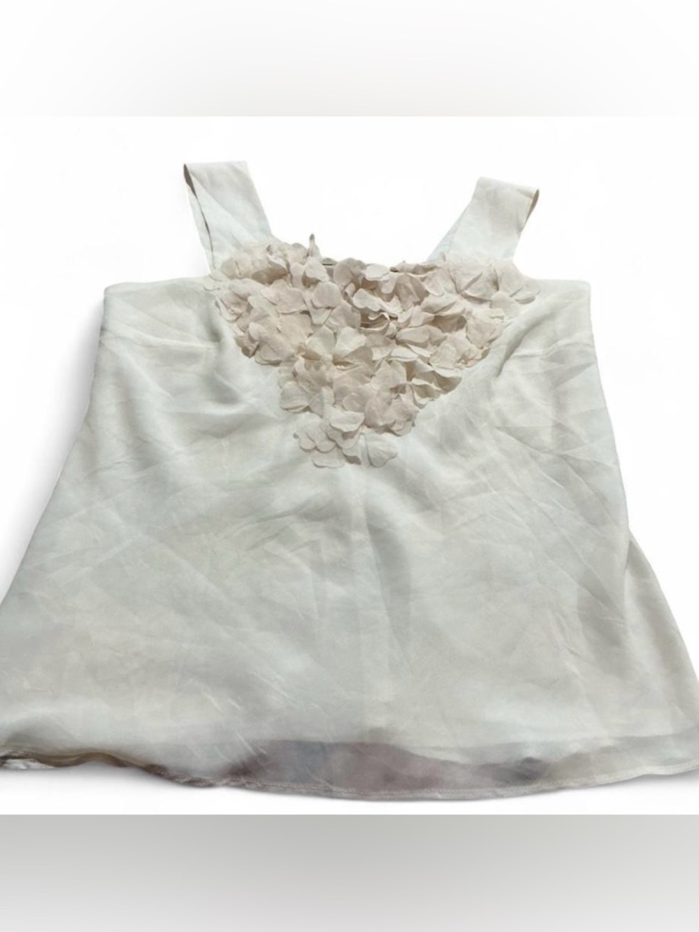 Willi Smith Cream Sleeveless Camisole with Floral Appliqué Sz Medium Layered